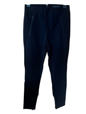rag & bone Black Ponte Pants Zip Detail Size 2 Slim Stretch